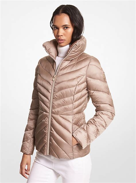 michael michael kors ruffle rib puffer daunenjacke|michael kors quilted puffer jacket.